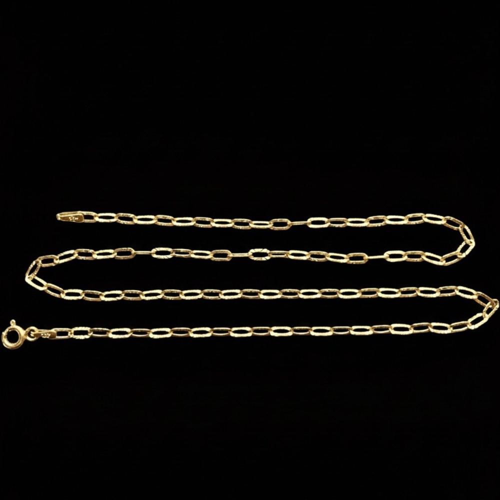 Gold Chain Paper Clip 16in 18in 3mm .925 Italy
